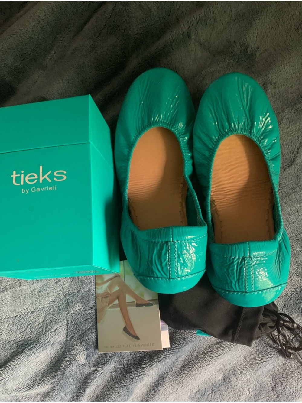 Tieks Teal Patent Leather Ballet Flats women’s size 7